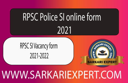 RPSC Police SI online form 2021