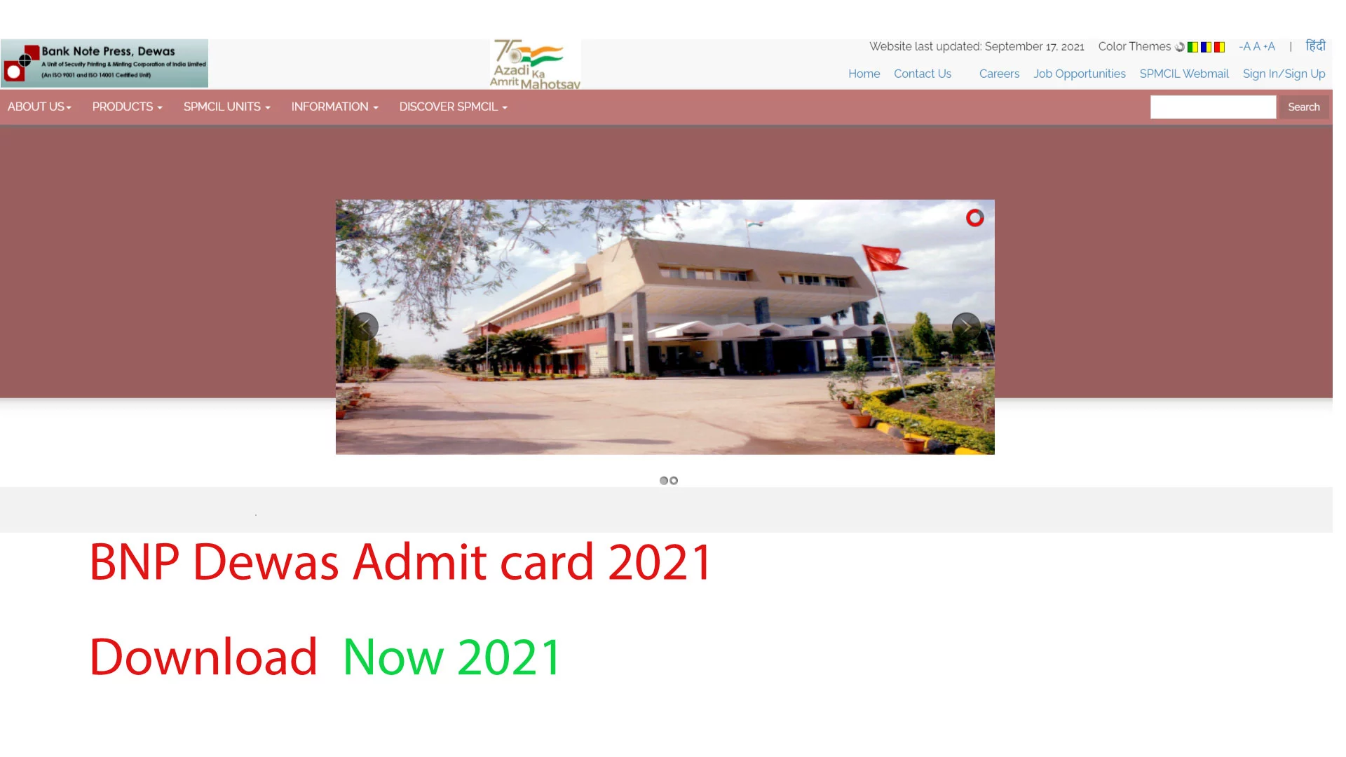 BNP Dewas Admit Card 2021